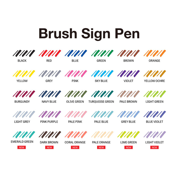 [PASTEL COLORS] Pentel Fude Touch Brush Sign Pen