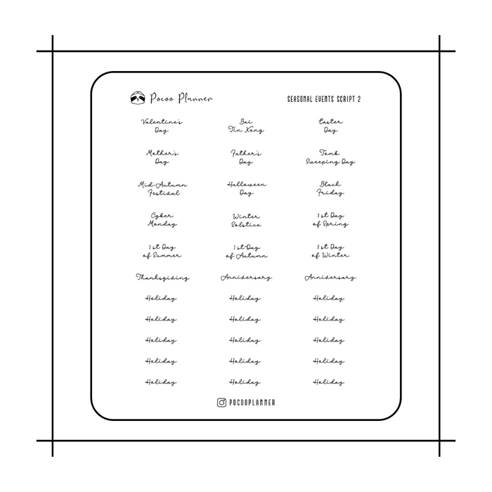 Pocoo Planner Monochrome Sticker // Scripts