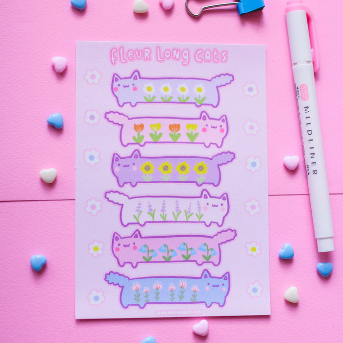 Artsy Jadey Sticker Sheet // Fleur Long Cats (Glitter)