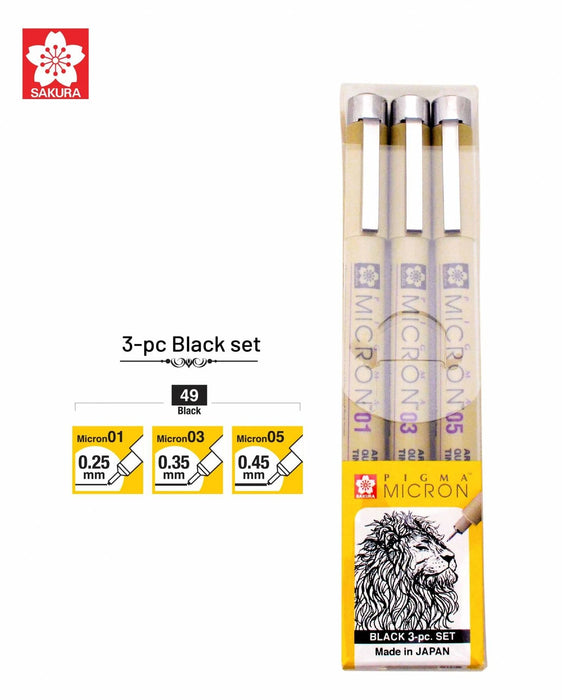 SAKURA Pigma Micron Fineliner Pen (Set of 3)