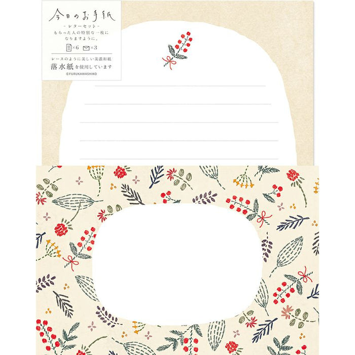 Furukawashiko Mino Washi Letter Set // Floral Embroidery