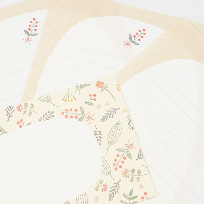 Furukawashiko Mino Washi Letter Set // Floral Embroidery