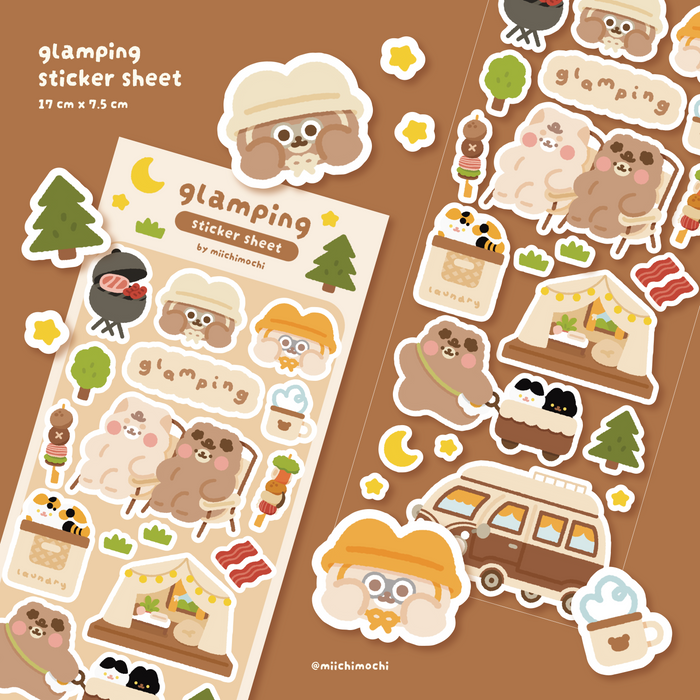 Miichimochi Sticker Sheet // Glamping (Transparent)