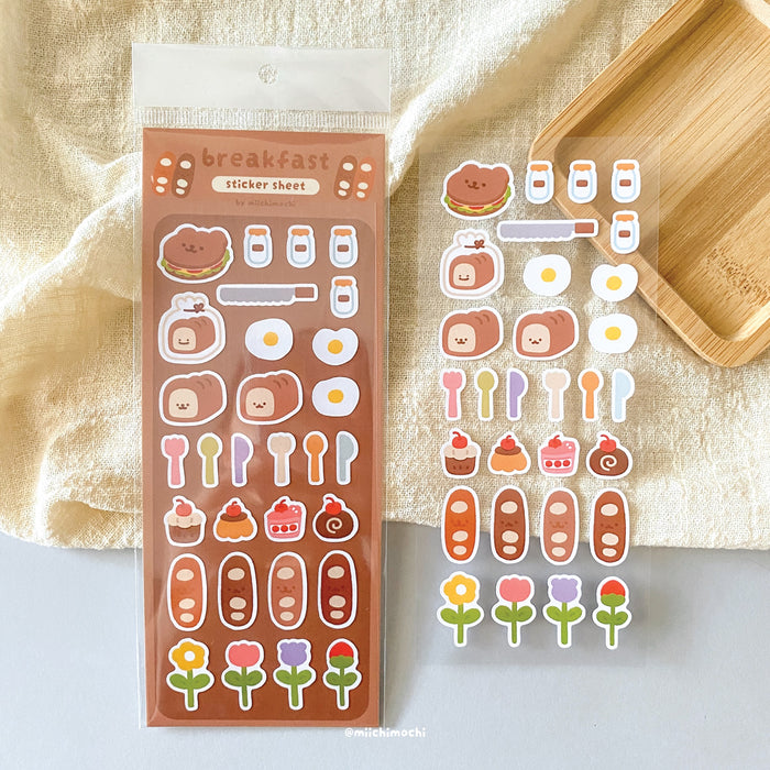 Miichimochi Sticker Sheet // Breakfast (Transparent)