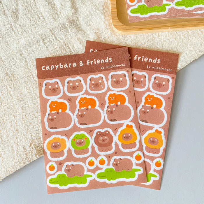 Miichimochi Sticker Sheet // Capybara & Friends