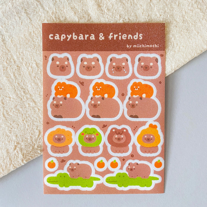 Miichimochi Sticker Sheet // Capybara & Friends