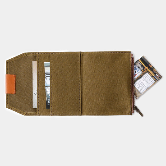 TRAVELER'S FACTORY Cotton Zipper Case Olive // Passport