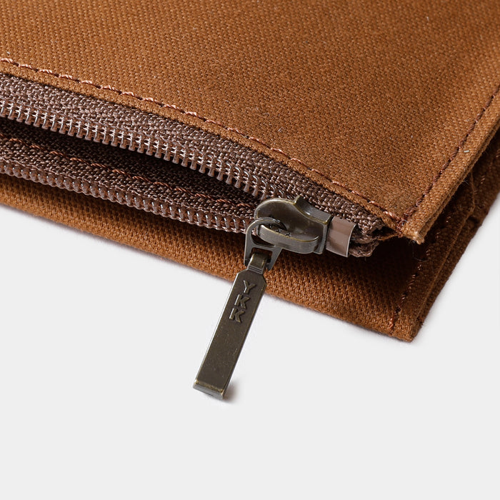 TRAVELER'S FACTORY Cotton Zipper Case Brown // Passport