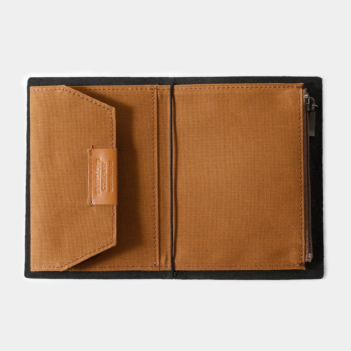 TRAVELER'S FACTORY Cotton Zipper Case Brown // Passport