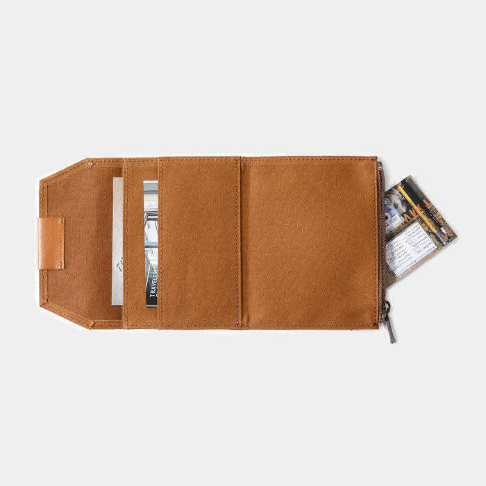 TRAVELER'S FACTORY Cotton Zipper Case Brown // Passport