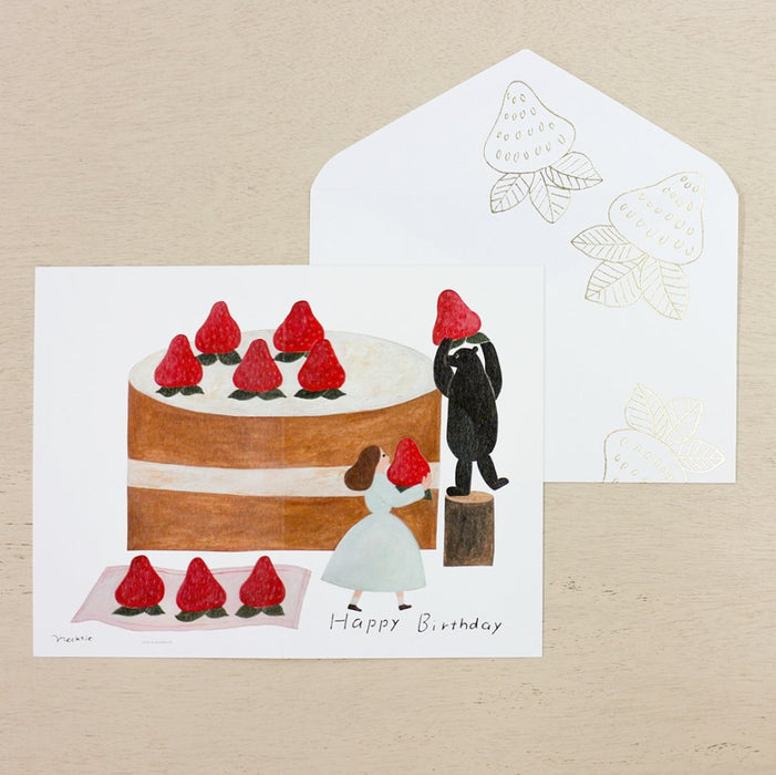 Necktie Happy Birthday Greeting Card // Strawberry Cake