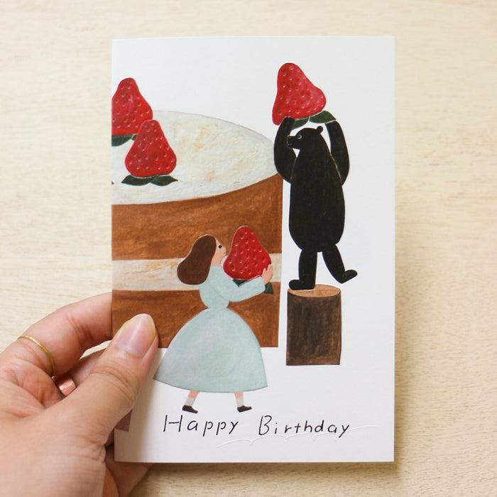 Necktie Happy Birthday Greeting Card // Strawberry Cake