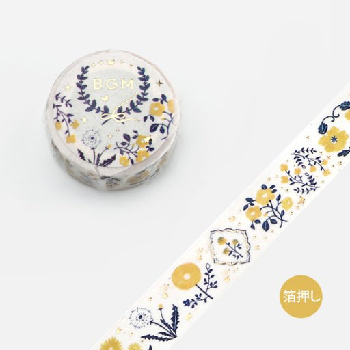 BGM Washi Tape 15mm Masking Tape Foil Stamping - Oil Pastel Flower  Hydrangea