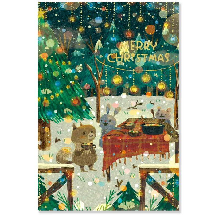 Muumegu Christmas Foiled Postcard Print // Soup