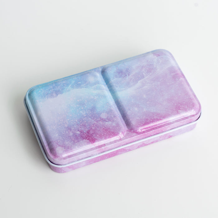 Enamel Metal Box for Watercolour with 24 Grids // Pastel Galaxy (V2)