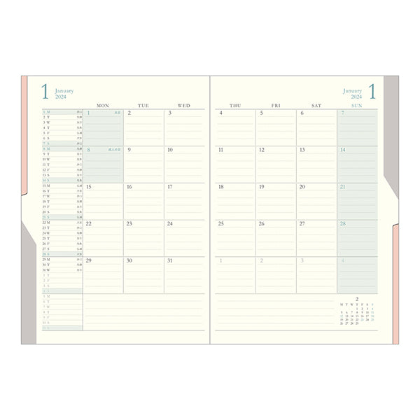 2024 MIDORI Double Schedule Diary // Monthly