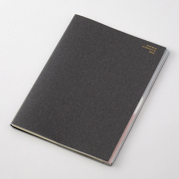 2025 MIDORI Double Schedule Diary // Monthly Block (Black)