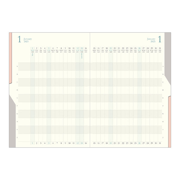 2025 MIDORI Double Schedule Diary // Monthly Block & Gantt Chart (Navy Blue)