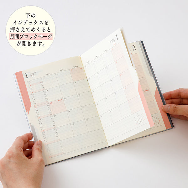 2025 MIDORI Double Schedule Diary // Monthly Block & Gantt Chart (Navy Blue)