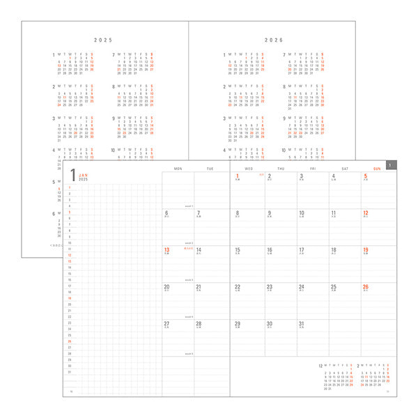 2025 MIDORI Flat Diary Refill (A5/A4 Size)