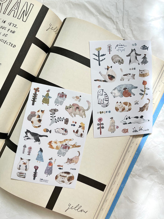 PION Sticker Sheet // Cat & Girl