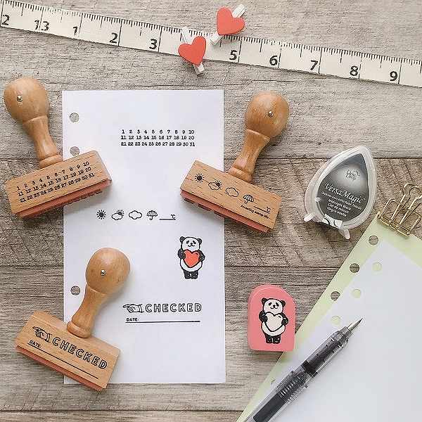 Kodomo No Kao Handle Rubber Stamp // CHECKED