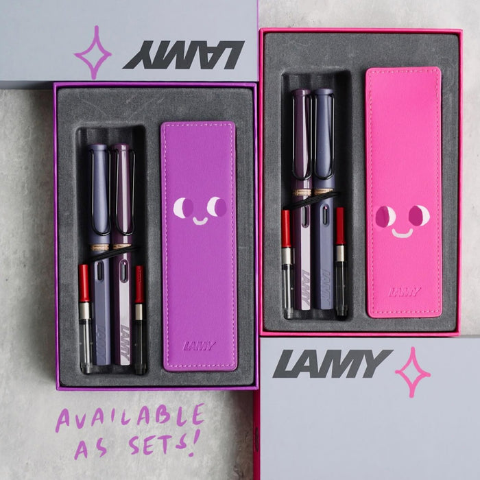 [Special Edition] LAMY Safari Pink Cliff & Violet Blackberry Fountain Pen Set with Pen Pouch