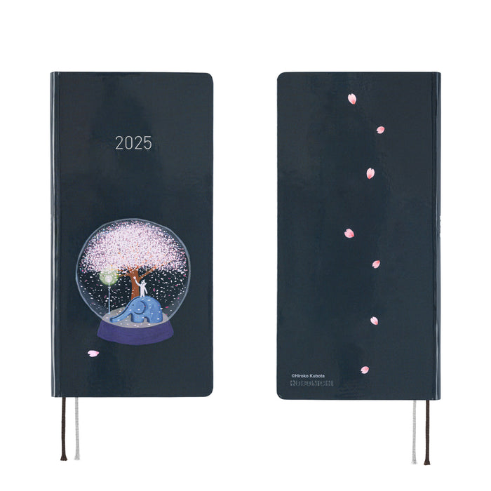 2025 Hobonichi Weeks Hardcover Planner // Hiroko Kubota: Night Cherry Blossom Snow Globe