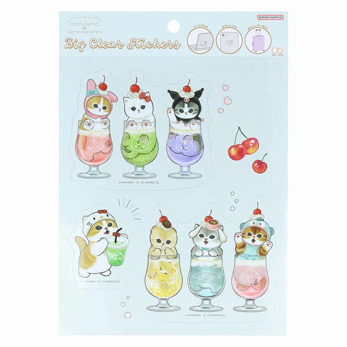 mofusand × Sanrio Characters Waterproof Big Clear Sticker // Soda