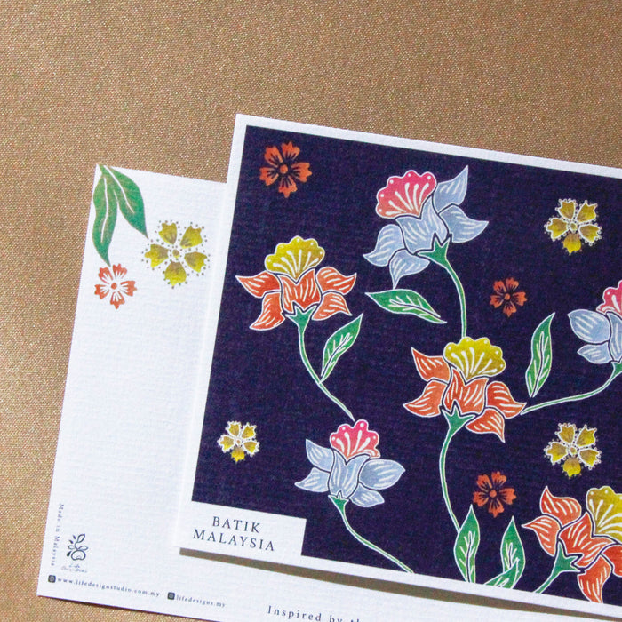 Batik & Songket Print Postcard // Mekar