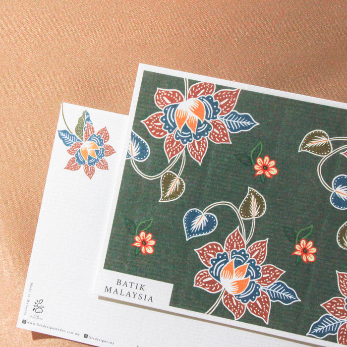 Batik & Songket Print Postcard // Melur