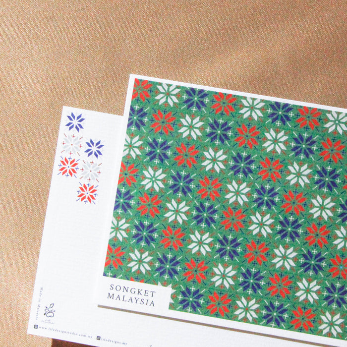 Batik & Songket Print Postcard // Melur