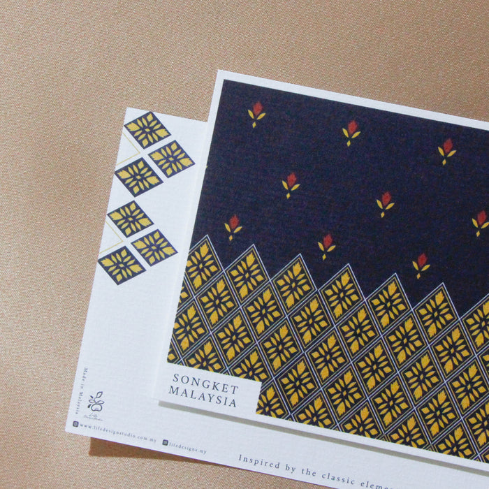 Batik & Songket Print Postcard // Melati