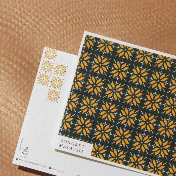 Batik & Songket Print Postcard // Mawar