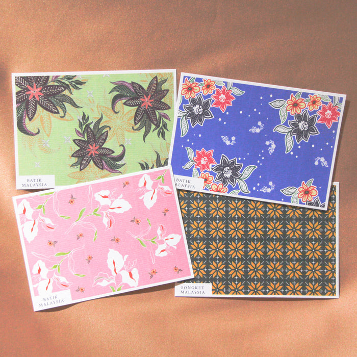Batik & Songket Print Postcard // Mawar