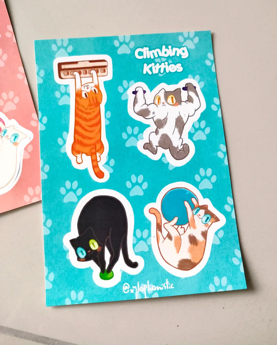 Wei Li Wonka Waterproof Sticker // Climbing Kitties