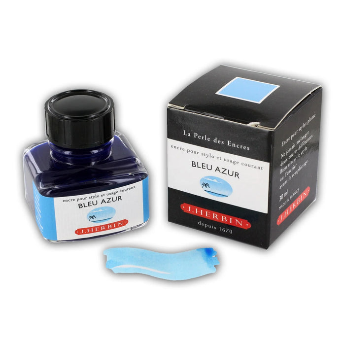 J.Herbin Fountain Pen Ink 30ml - Bleu Azur (Azure Blue)