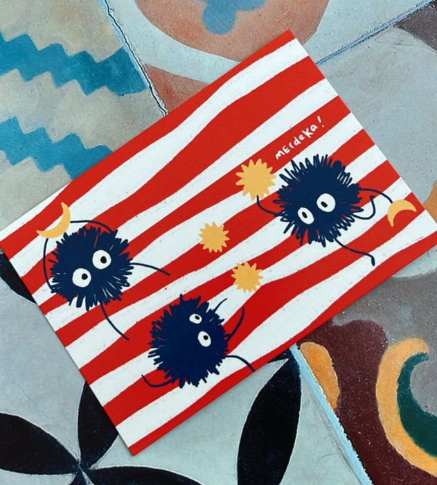 Merdeka Malaysia Flag with Soot Sprites Postcard