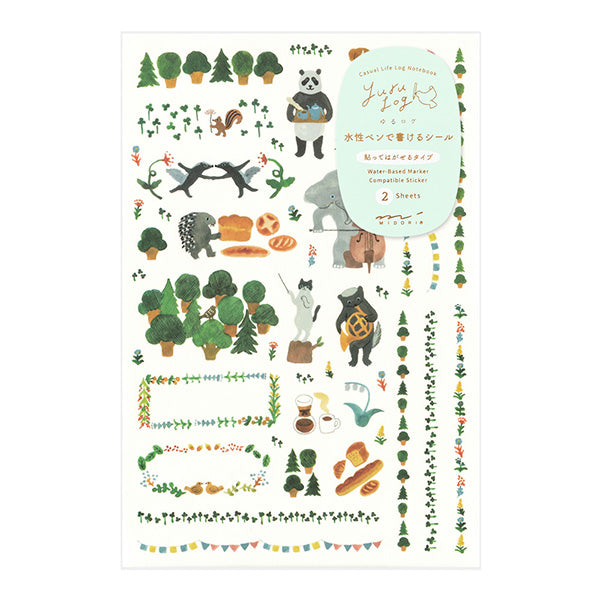 Midori Yuru Log Two Sheet Sticker / Forest Animal