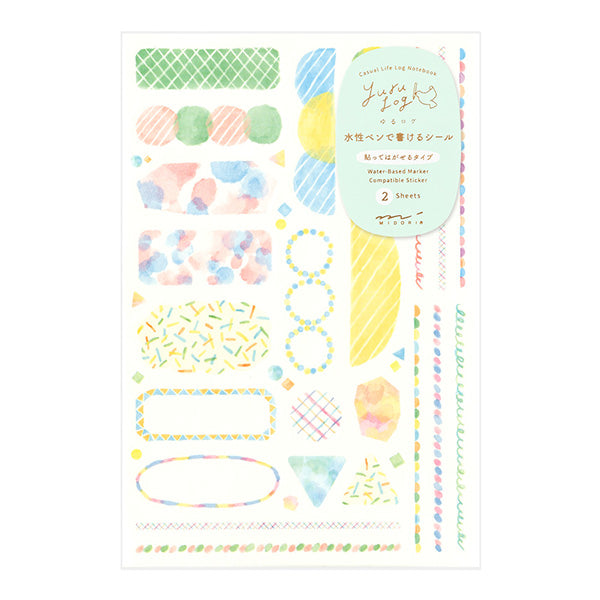 Midori Yuru Log Two Sheet Sticker / Watercolor