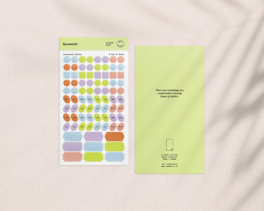 Summorie Washi Sticker Sheet // A Pop of Colour