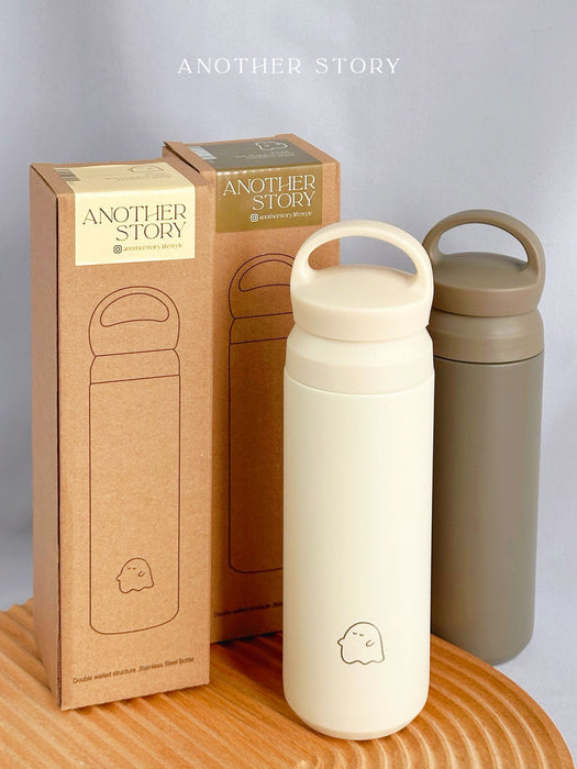Another Story Basic Collection // Stainless Steel Bottle: White Small Ghost