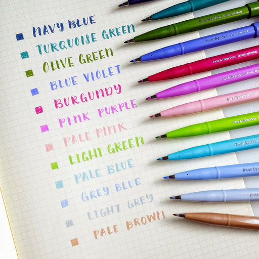 12pcs/lot Japan Pentel Touch Brush Sign Pen Soft Nib Colorful Watercolor  Pens For Brush Lettering Classic Pastel Color - Gel Pens - AliExpress