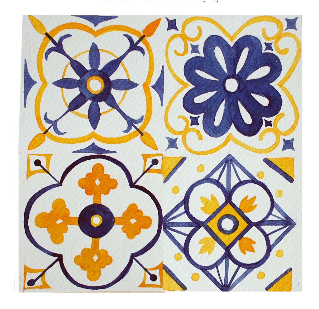 Moroccan Tiles Stickers - Set of 4 tiles - Tile Decals Art for Walls K –  RoyalWallSkins