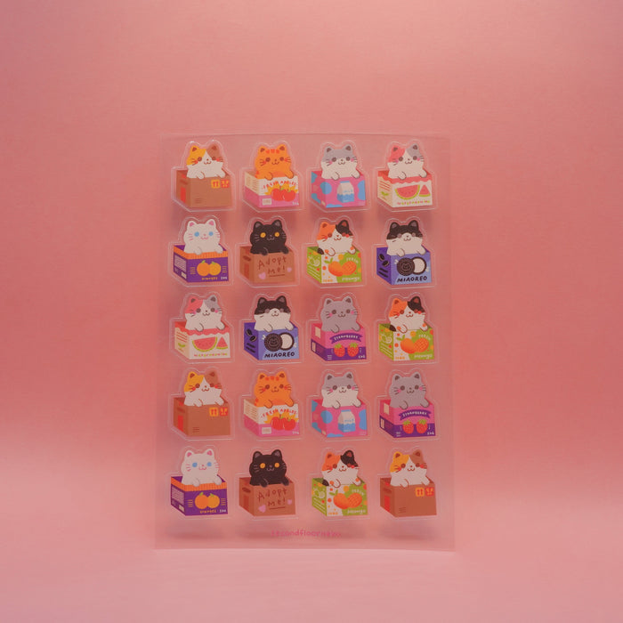 secondfloor.neko Transparent Sticker Sheet // Cat in Boxes