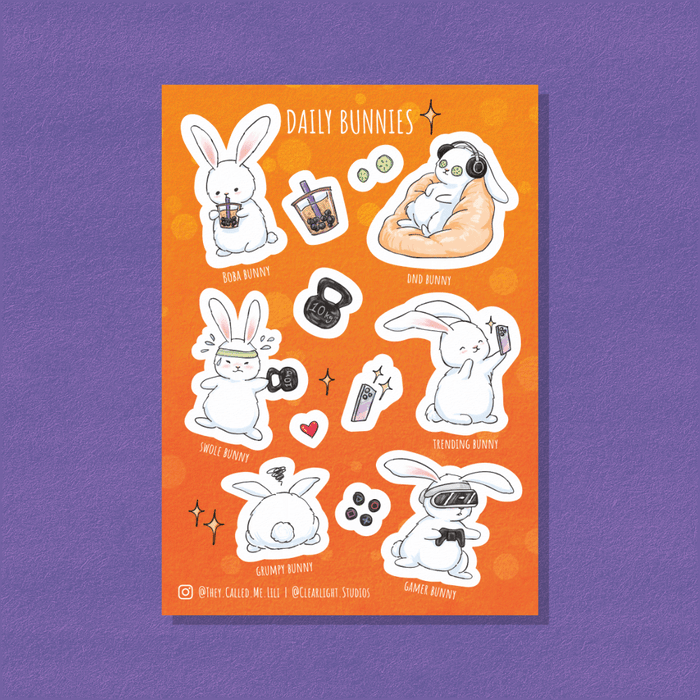 Lili Lukis Sticker Sheet // Daily Bunnies
