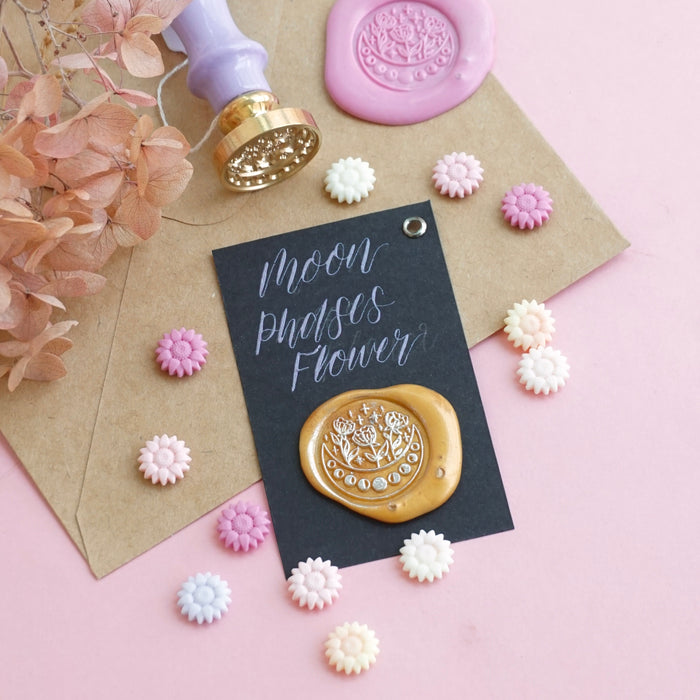 Wooden Wax Seal | Moon Phases Flower