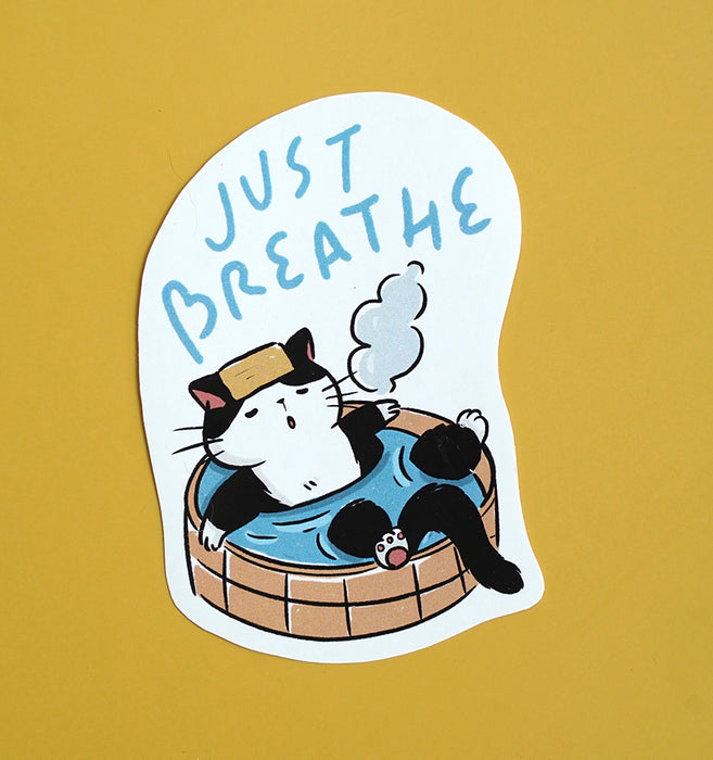 Just Breathe Cat Sticker