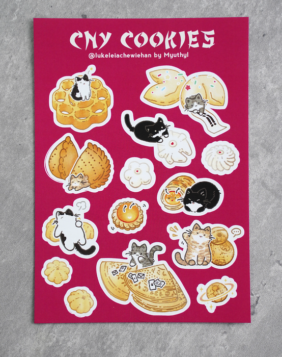 Chinese New Year Cookies with Cats Stickers