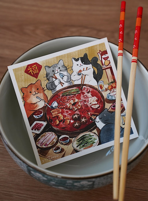 Stickerrific | Cats Having Hotpot Chinese New Year Print